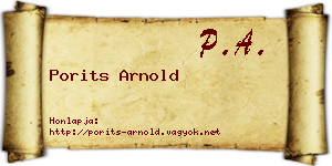 Porits Arnold névjegykártya